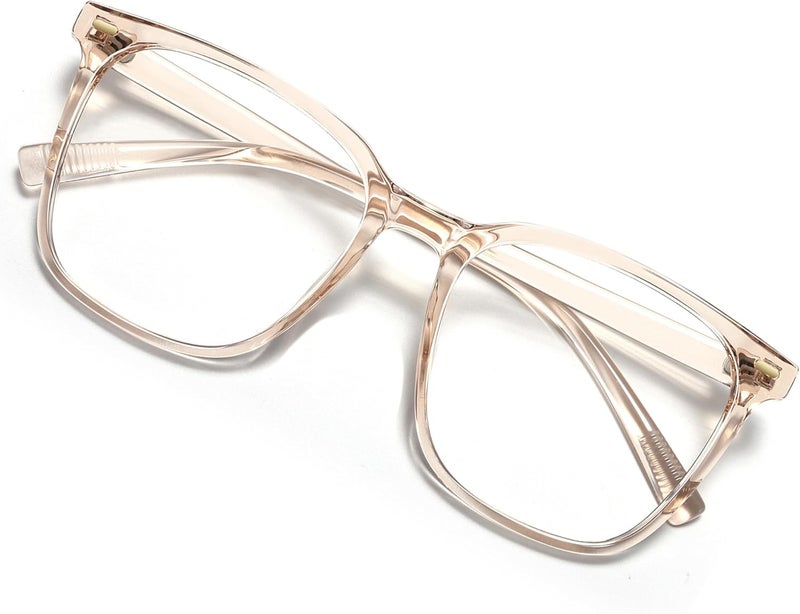 MACJERO Oversized Square Blue Light Blocking Glasses for Women Men, Anti-Fatigue Computer Monitor Gaming Glasses Reduce Eye Strain((transparent Brown) - Image 1